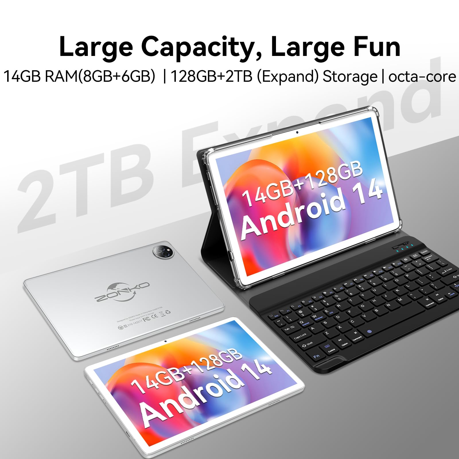 Android14 タブレット 10インチ zonko ZONKO Tablet Android 14 2025 10 Polegadas 128 GB RAM + 14 GB